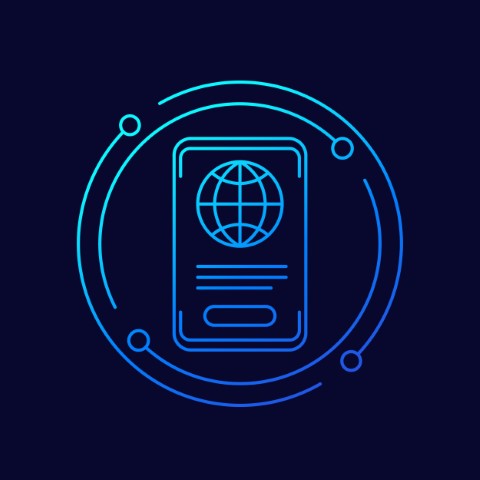 Roaming Line Vector Icon With A Smart Phone